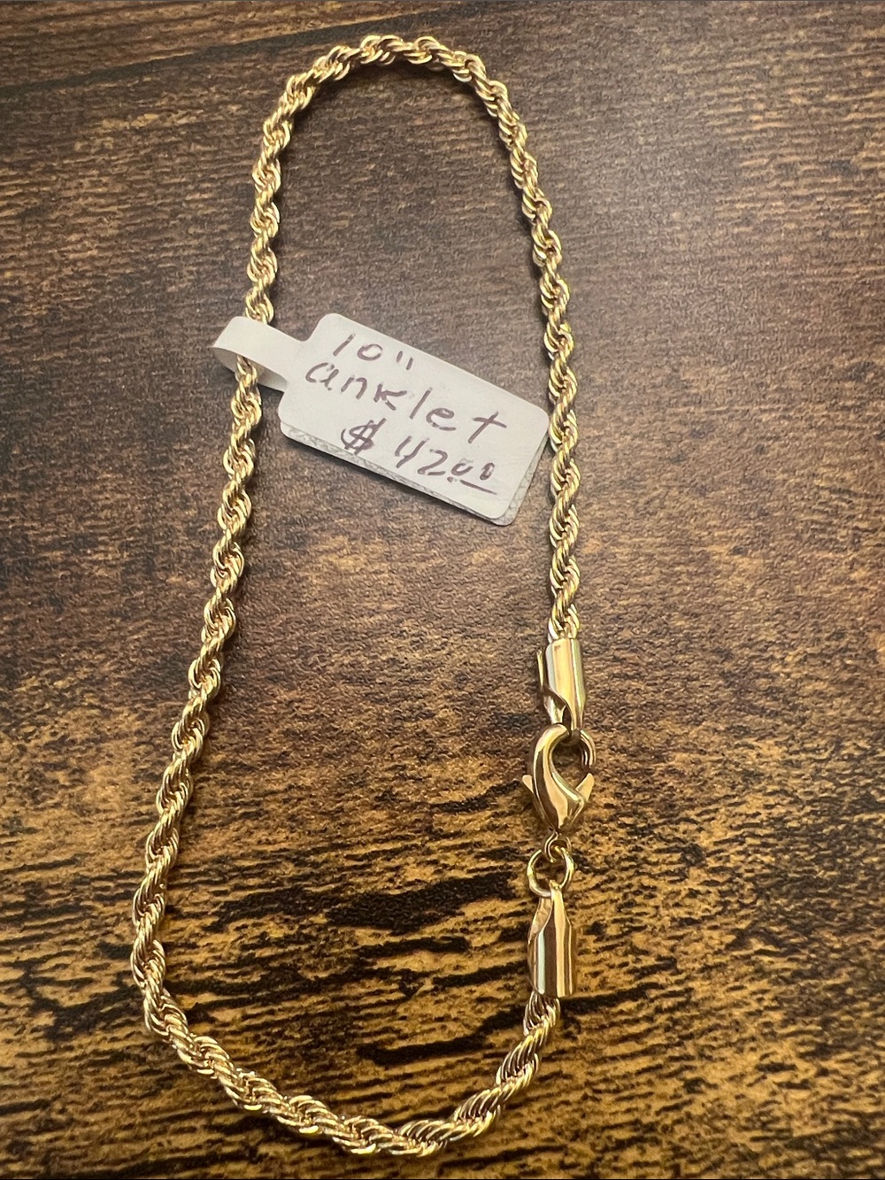 Gold Rope Chain Anklet - Gold filled .Women's Jewelry
